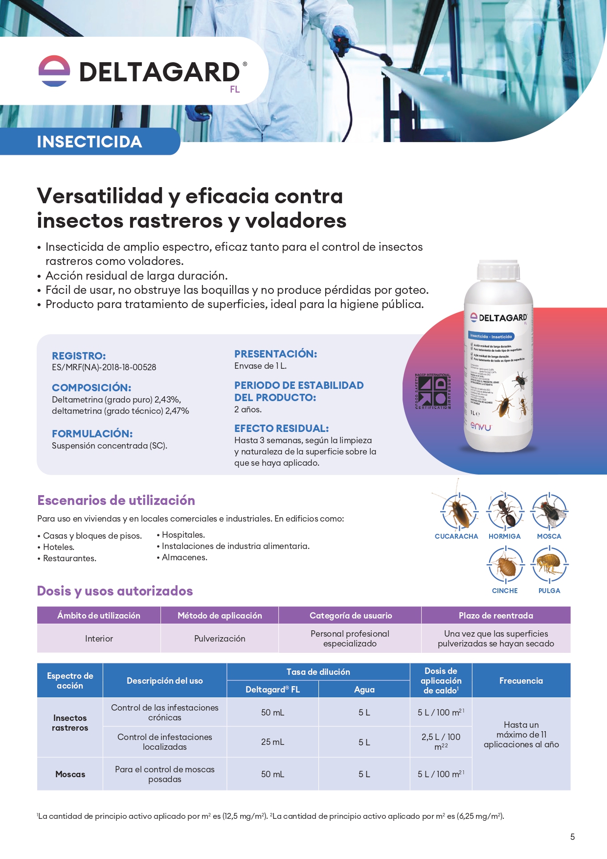 Envu-Bayer Deltagard® FL – Insecticida concentrado de Amplio Espectro para Insectos Rastreros y Voladores, Envase de 1 L. Solución de uso profesional, tratamiento de control de plagas.